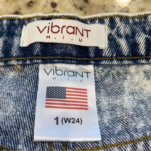 Vibrant Acid Wash High Rise Flare Leg Distressed Jeans Size 24 - Picture 6 of 11